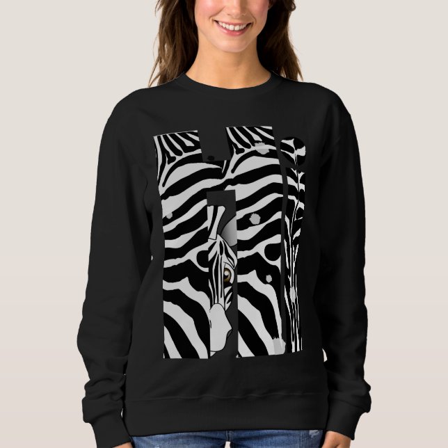 "Hi" Zebra Schwarz/Weiß Streifen Abstrakt trendy Sweatshirt (Vorderseite)