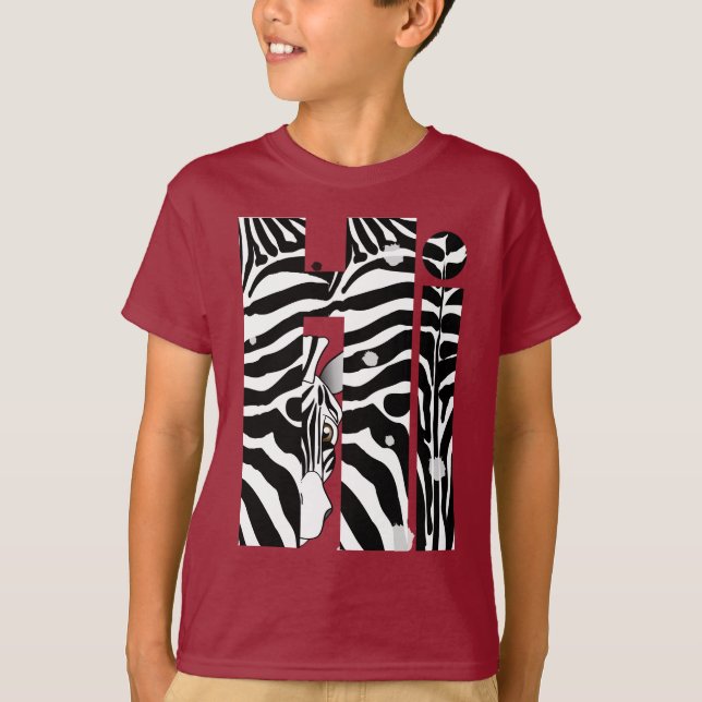 "Hi" Zebra Schwarz/Weiß Streifen Abstrakt trendy T-Shirt (Vorderseite)