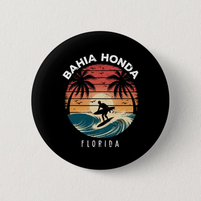 Hia Honda State Park Florida Surfbrett Wellen Stra Button (Vorderseite)