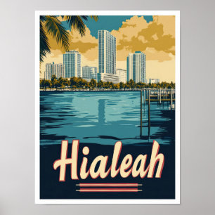 Hialeah Florida USA Vintage-Reiseillustration Poster