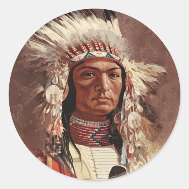 Hiawatha Native Amerikanische Ureinwohner Chief Po Runder Aufkleber (Vorderseite)