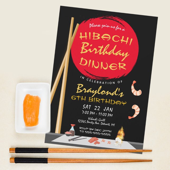 Hibachi Birthday Dinner Hibachi Party Einladung (Von Creator hochgeladen)