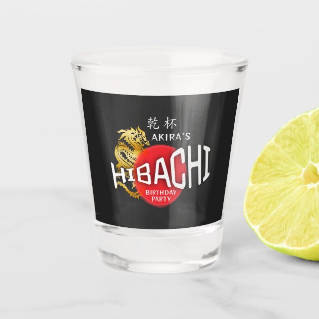Hibachi Chef Japanese BBQ Sushi Dragon Birthday Schnapsglas (Vorderseite)