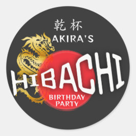 Hibachi Koch japanische GRILLEN Sushi Dragon Birth Runder Aufkleber
