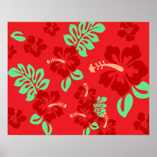 Hibicus Blume Rot tropisch Poster