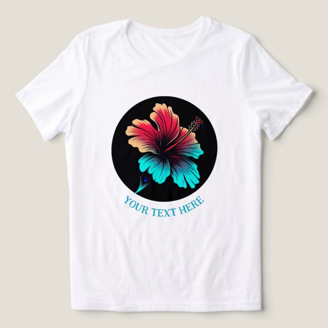 Hibiscus-Blüte TEXT PERSONALISIERBAR Tri-Blend Shirt (Design Vorderseite)