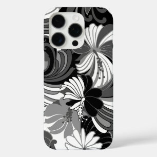 Hibiscus Dschungel Hawaiian Schwarz und Grau iPhone 16 Pro Hülle