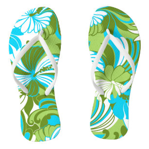 Hibiscus Dschungel Hawaiian Tropical Floral Limett Flip Flops