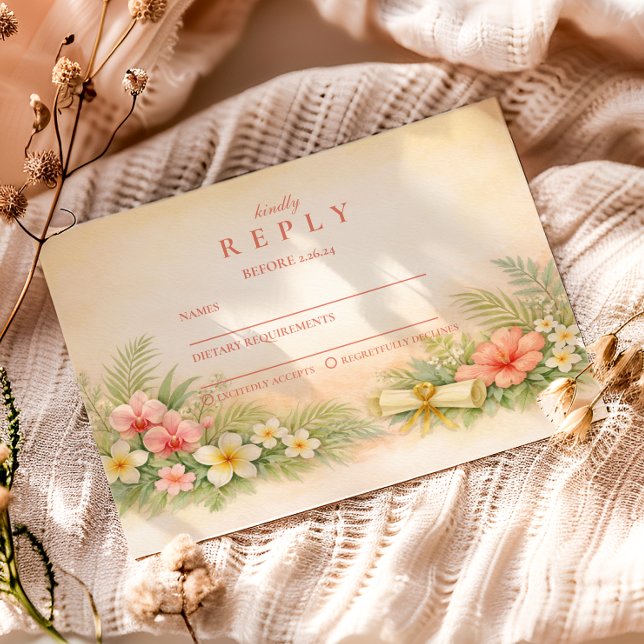 Hibiscus Floral Graduation Party RSVP Karte (Von Creator hochgeladen)