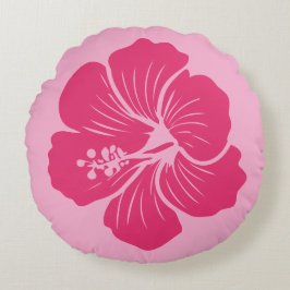 Hibiscus Flower Hot Pink Outline Drawing Rundes Kissen