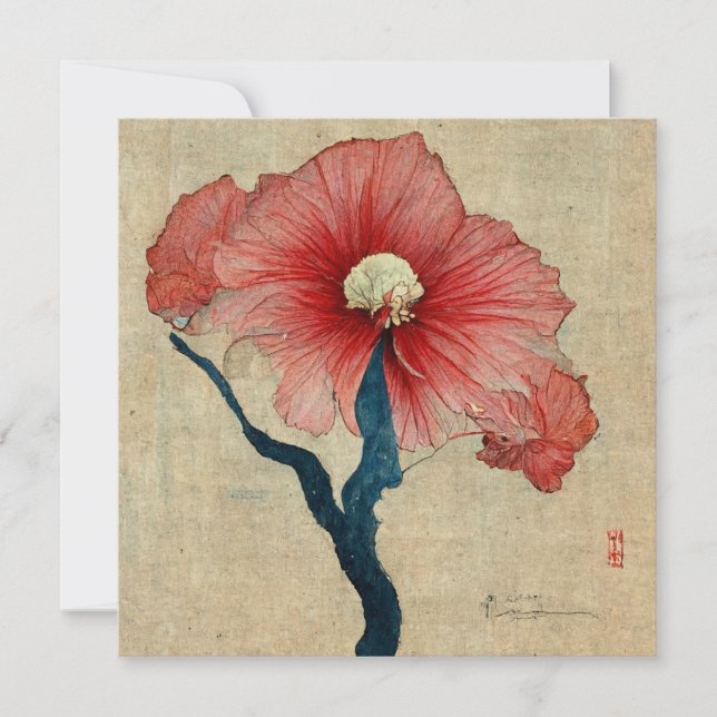Hibiscus Flower Painting Einladung (Vorderseite)