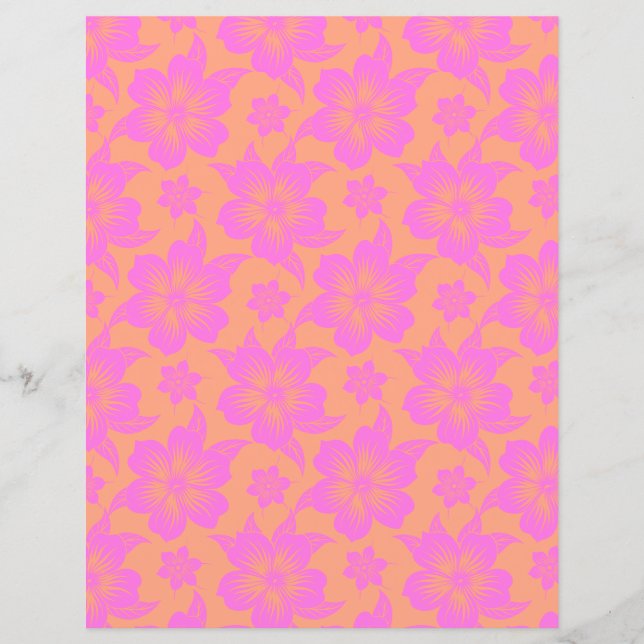 Hibiscus Flower rosa und orangefarbenes Scrabedruc (Vorderseite)