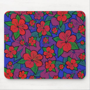 Hibiscus Flowers Blue Mousepad