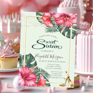 Hibiscus, Gold Absätze Glitter Sweet 16 Einladung