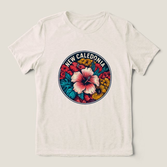 Hibiscus in Neukaledonien Tri-Blend Shirt (Design Vorderseite)