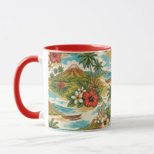 Hibiscus-Insel Hawaiian Scenic-Rot Tasse