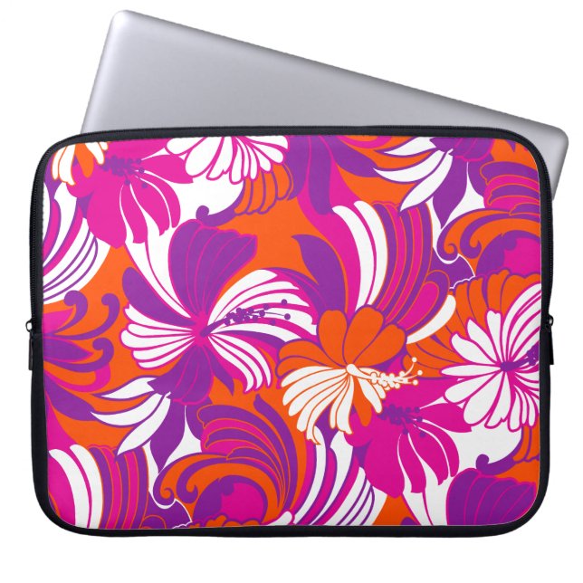 Hibiscus Jungle Hawaiian Tropical Pink Wetsuit  Laptopschutzhülle (Vorderseite)