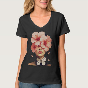 Hibiscus & Schmetterling – Moderne Florale Botanik T-Shirt