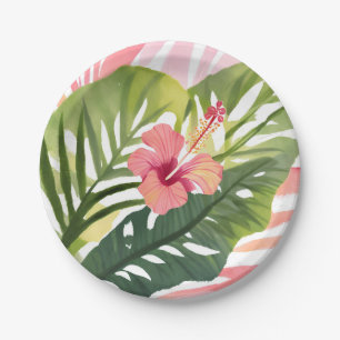 Hibiscus-Schönheit   Tropische Blume Aquarell Pappteller