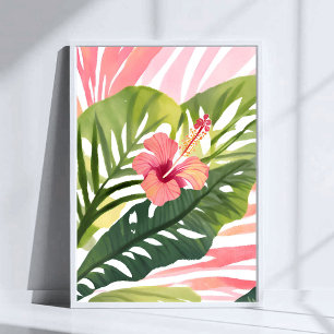 Hibiscus-Schönheit Tropische Blume Aquarell Poster
