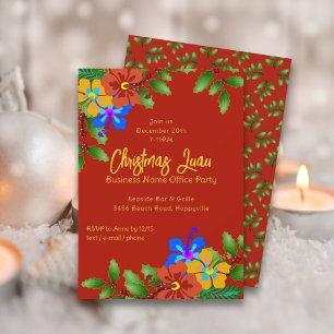 Hibiscus und Stechpalme Weihnachtsfeier Einladung
