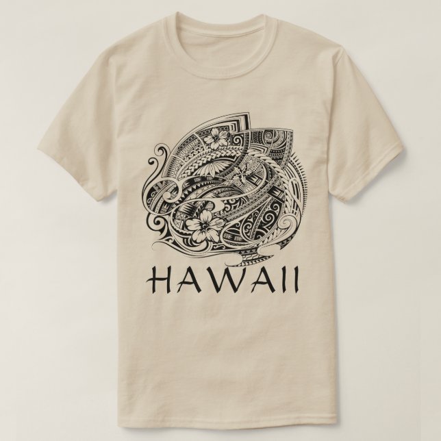 HIBISICUS POLYNESIAN TRIBAL HAWAII Blank T-Shirt (Design vorne)