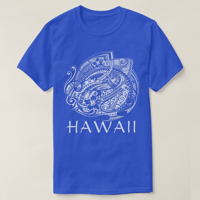 HIBISICUS POLYNESIAN TRIBAL HAWAII Was T-Shirt (Design vorne)