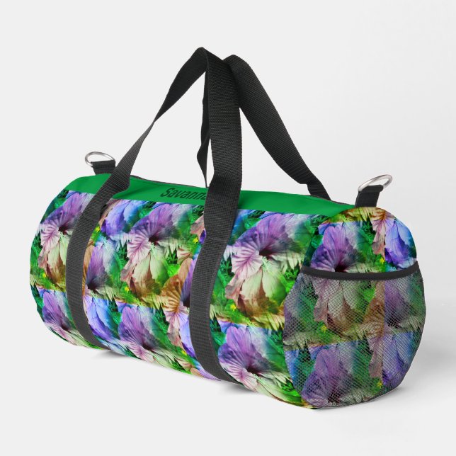 Hibisken-Blume Abstrakt Beunruhigt Personalisiert Duffle Bag (Rechte Ecke)