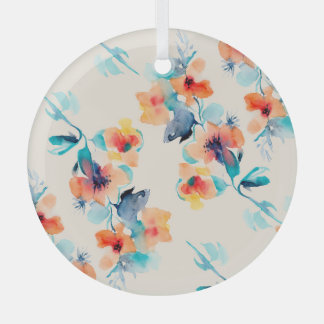 Hibisken-Blume: Illustrationsmuster für Wasserfarb Ornament Aus Glas