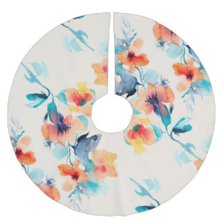 Hibisken-Blume: Illustrationsmuster für Wasserfarb Polyester Weihnachtsbaumdecke