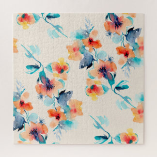 Hibisken-Blume: Illustrationsmuster für Wasserfarb Puzzle