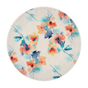 Hibisken-Blume: Illustrationsmuster für Wasserfarb Schneidebrett