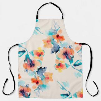 Hibisken-Blume: Illustrationsmuster für Wasserfarb Schürze