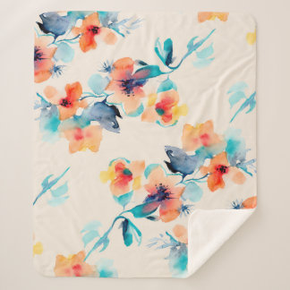 Hibisken-Blume: Illustrationsmuster für Wasserfarb Sherpadecke