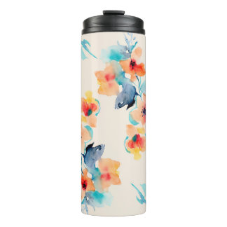 Hibisken-Blume: Illustrationsmuster für Wasserfarb Thermosbecher