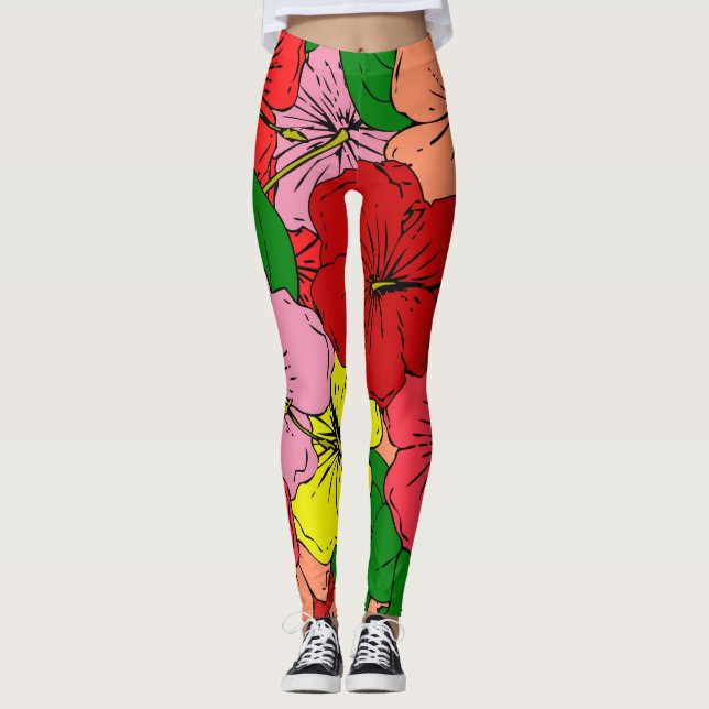 Hibisken-Blume Leggings (Vorderseite)