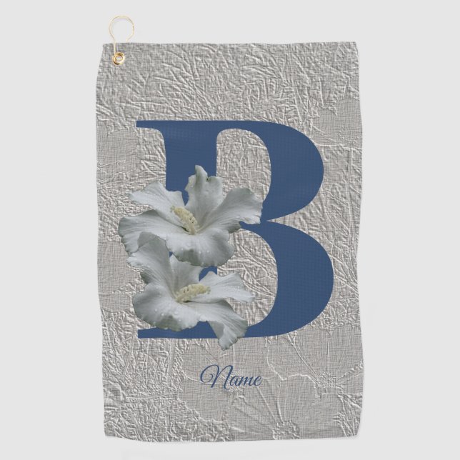 Hibisken Blume Monogram Initial B Ihr Name Golfhandtuch (Vorderseite)