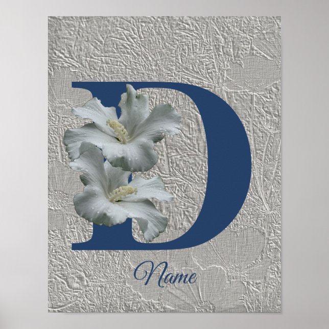 Hibisken Blume Monogram Initial D Ihr Name Poster (Vorne)