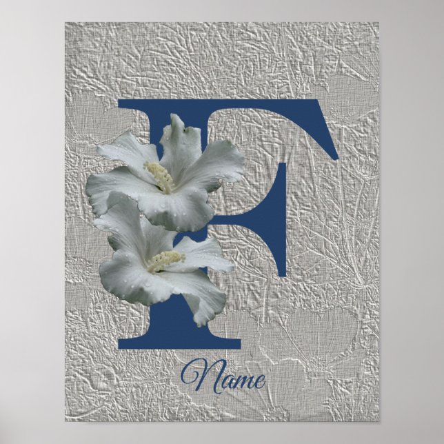 Hibisken Blume Monogram Initial F Your Name Poster (Vorne)