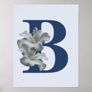 Hibisken Blume Monogramm Initial-B-Poster Poster