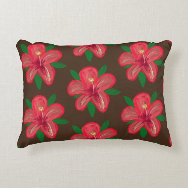Hibisken Blume Muster Wasserfarbenkissen Dekokissen (Vorderseite)