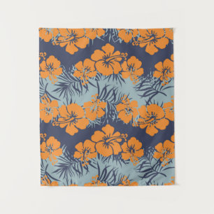 Hibisken Blume nahtlos Muster, Vintage Blumenmuste Wandteppich