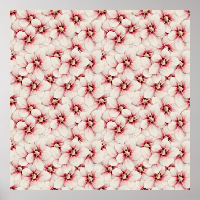 Hibisken Blume nahtlose Muster Poster (Vorne)