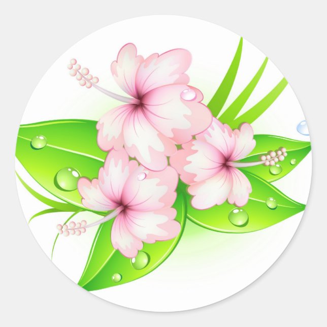 Hibisken-Blume Runder Aufkleber (Vorderseite)