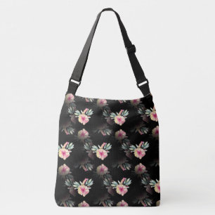 Hibisken Blume Schwarzer Kreuzsack Tragetaschen Mit Langen Trägern