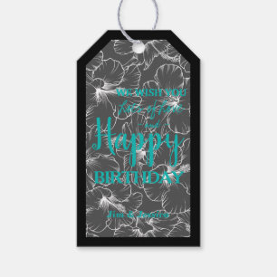 Hibisken-Blume Sketch Black Gift Tags Geschenkanhänger