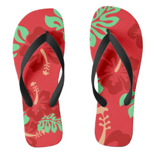 Hibisken Blume Ted Tropical Pattern Flip Flops