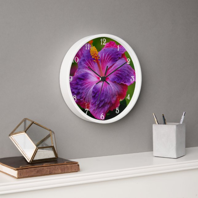 Hibisken-Blume Wanduhr (Büro)