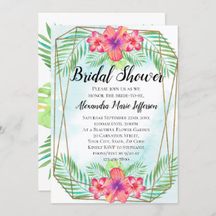 Hibisken Blume Watercolor Beach Brautparty Einladung