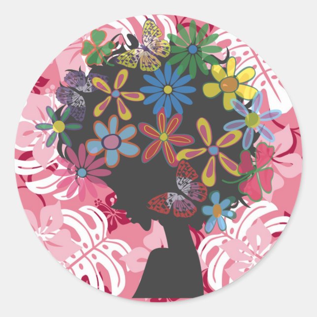 Hibisken×Bomber Head Runder Aufkleber (Vorderseite)